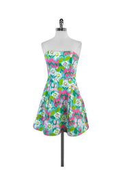 Current Boutique-Lilly Pulitzer - Floral Print Cotton Strapless Dress Sz 4