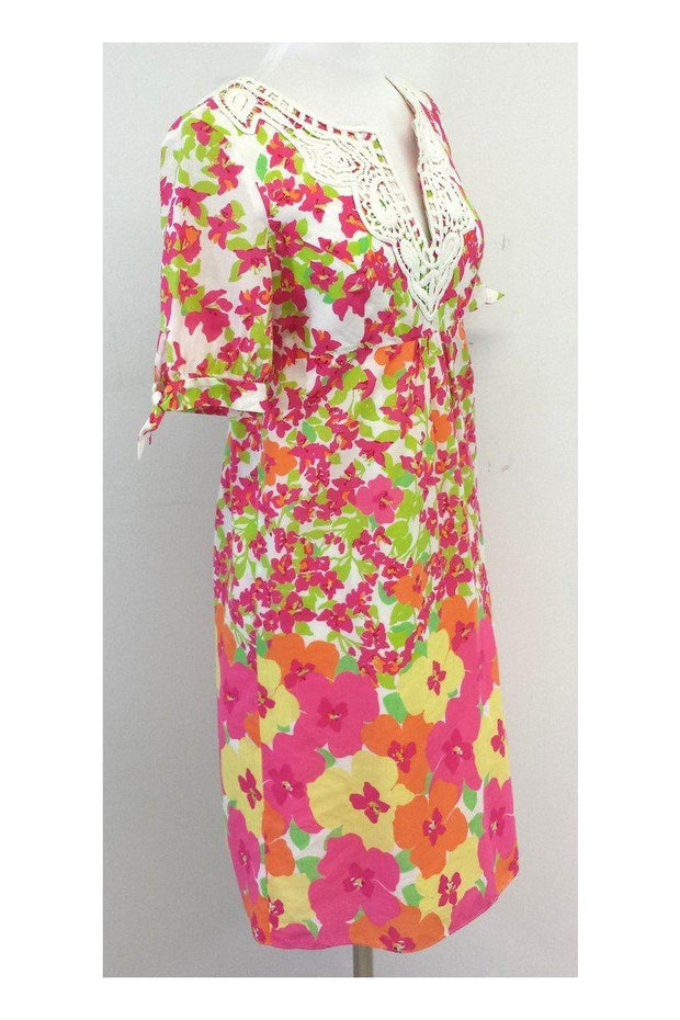 Current Boutique-Lilly Pulitzer - Floral Short Sleeve Embroidered Dress Sz 2