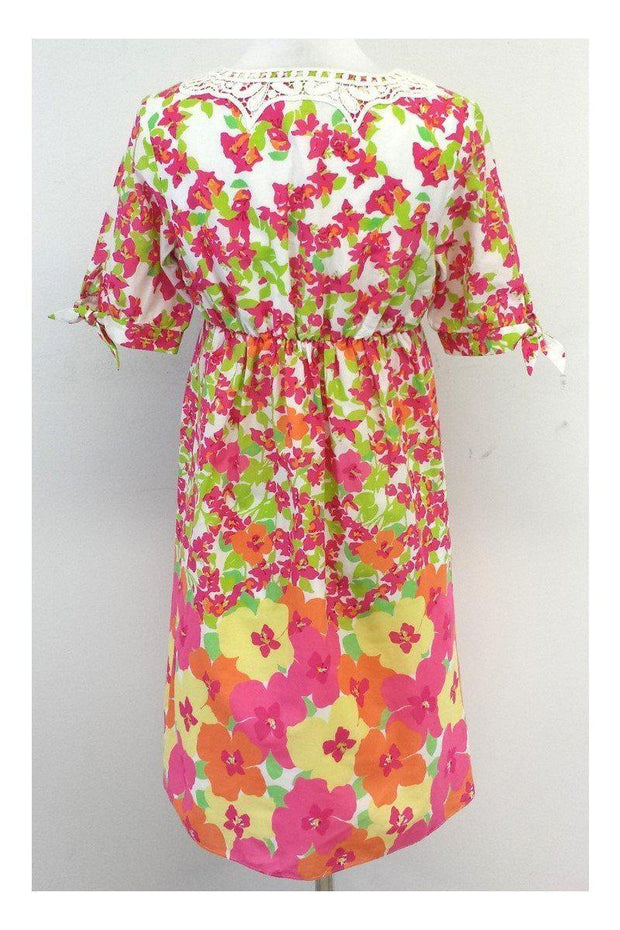 Current Boutique-Lilly Pulitzer - Floral Short Sleeve Embroidered Dress Sz 2