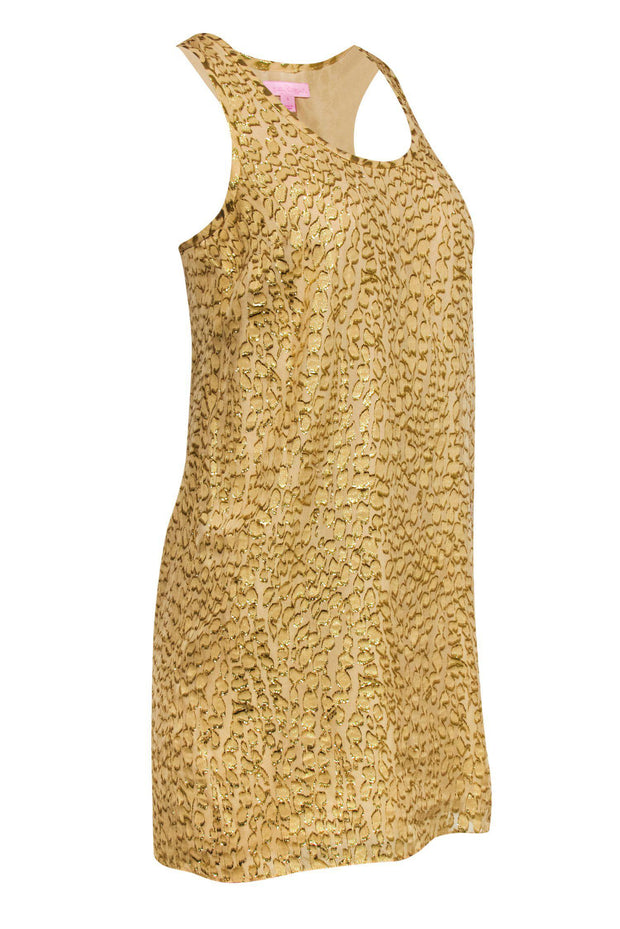 Current Boutique-Lilly Pulitzer - Gold Leopard Racerback Tank Dress Sz S
