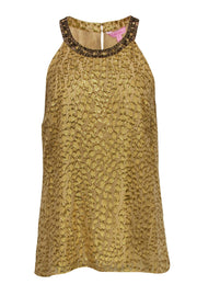 Current Boutique-Lilly Pulitzer - Golden Beaded Speckled Tank Sz M