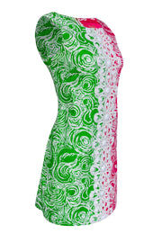 Current Boutique-Lilly Pulitzer - Green & Hot Pink Printed Sheath Dress Sz 4