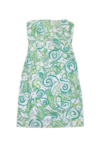 Current Boutique-Lilly Pulitzer - Green & White Fish Swirl Print Dress Sz 2