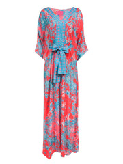 Current Boutique-Lilly Pulitzer - Hot Pink & Blue Coral & Fish Print Caftan Dress Sz M