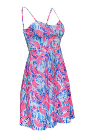 Current Boutique-Lilly Pulitzer - Hot Pink & Blue Lobster Print Sleeveless Fit & Flare Dress Sz 00