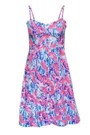 Current Boutique-Lilly Pulitzer - Hot Pink & Blue Lobster Print Sleeveless Fit & Flare Dress Sz 00