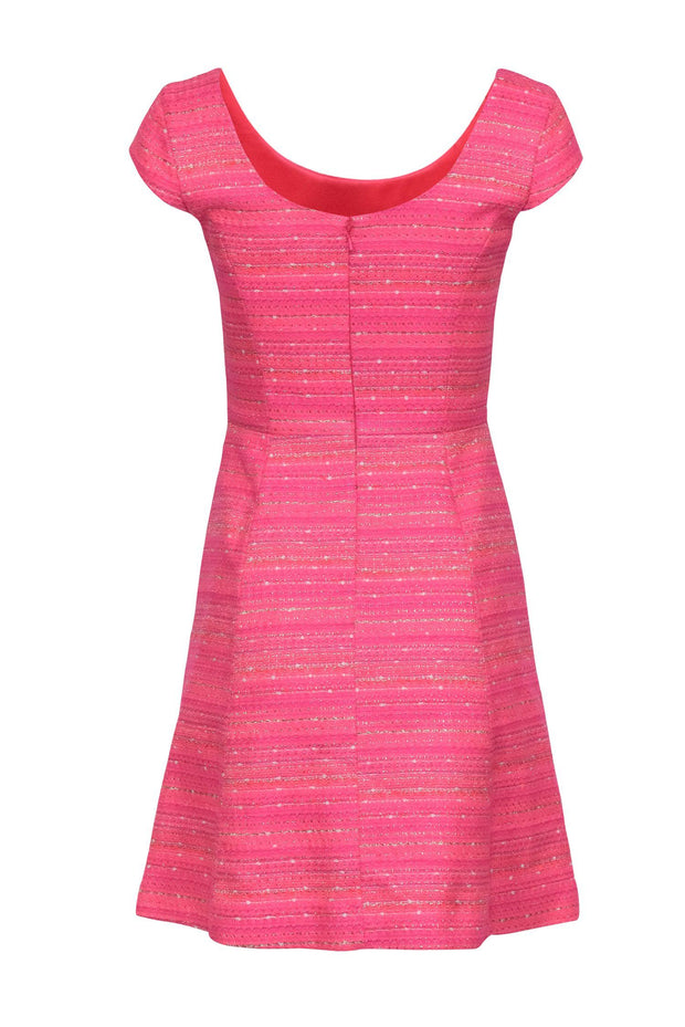 Current Boutique-Lilly Pulitzer - Hot Pink & Metallic Tweed Cap Sleeve Dress Sz 2