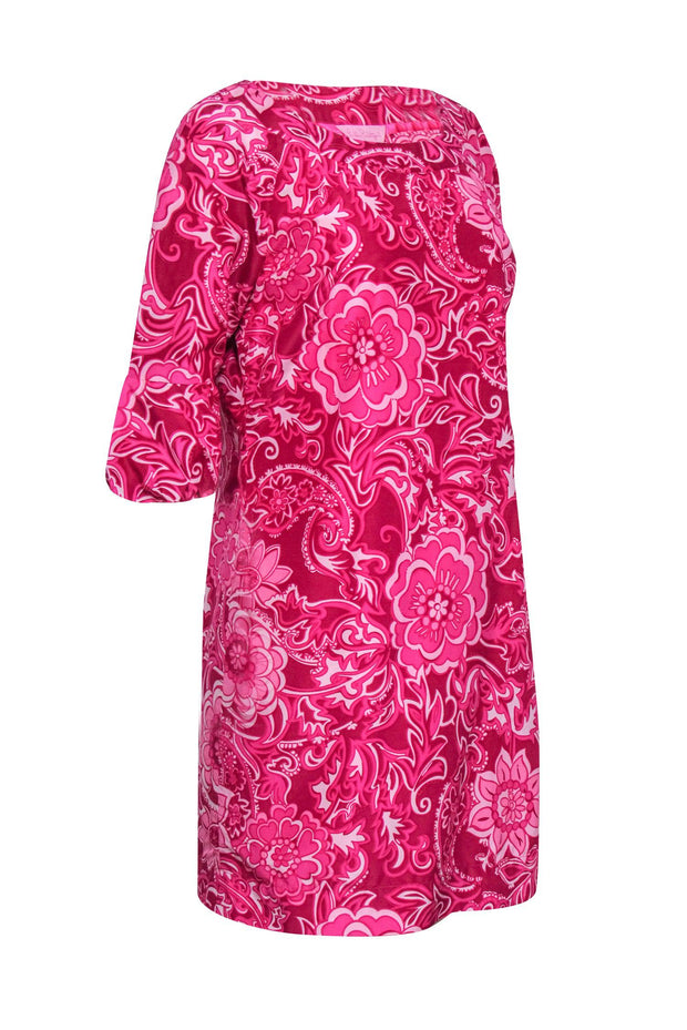 Current Boutique-Lilly Pulitzer - Hot Pink Paisley Floral Cotton & Silk Shift Dress Sz 8