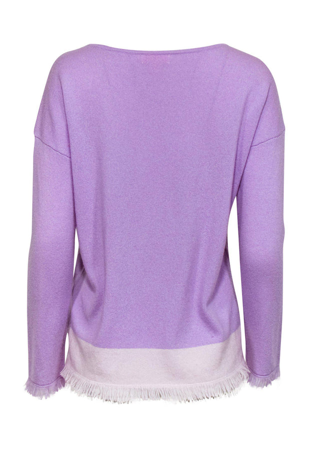Current Boutique-Lilly Pulitzer - Lavender & White Cashmere Sweater w/ Fringe Sz S
