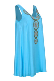 Current Boutique-Lilly Pulitzer - Light Blue "Fia" Swing Dress w/ Gold-Toned Medallion Embroidery & Beading Sz S