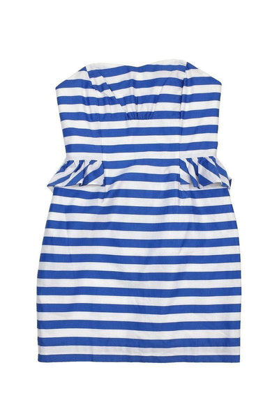 Current Boutique-Lilly Pulitzer - Light Blue & White Striped Strapless Dress Sz 6