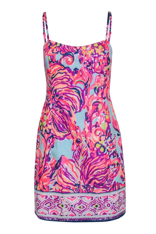 Current Boutique-Lilly Pulitzer - Multicolor Floral Textured Cotton Fitted Mini Dress Sz 8