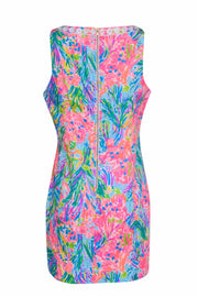 Current Boutique-Lilly Pulitzer - Multicolor Neon Coral Printed Shift Dress w/ Embroidered Front Sz 10