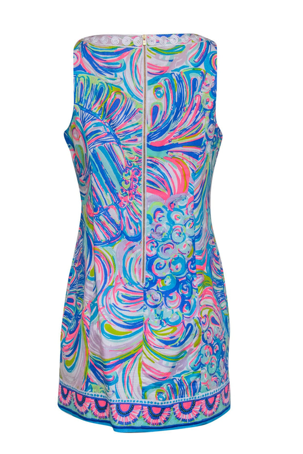 Current Boutique-Lilly Pulitzer - Multicolor Swirled Printed Sheath Dress w/ Embroidered Front Sz 10