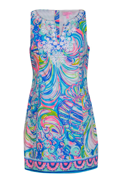 Current Boutique-Lilly Pulitzer - Multicolor Swirled Printed Sheath Dress w/ Embroidered Front Sz 10