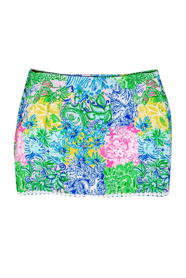 Current Boutique-Lilly Pulitzer - Multicolored Floral Print Skort w/ White Embroidery Sz 10