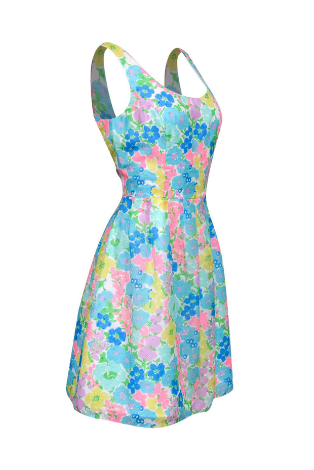 Current Boutique-Lilly Pulitzer - Multicolored Floral Print Textured Fit & Flare Dress Sz 8