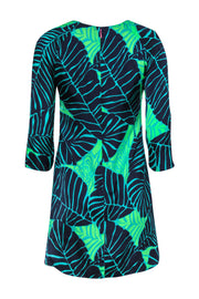Current Boutique-Lilly Pulitzer - Navy & Green Leaf Print Shift Dress Sz 0