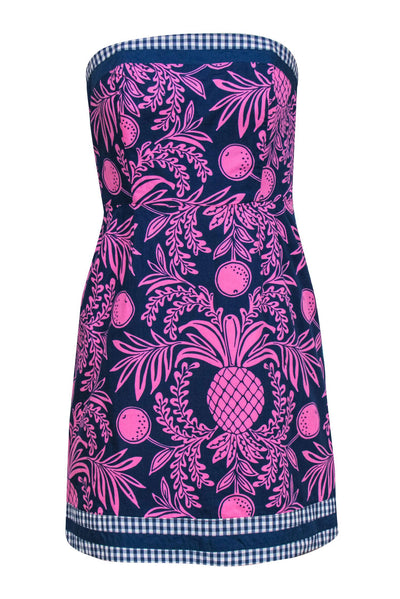 Current Boutique-Lilly Pulitzer - Navy & Hot Pink Fruit Print Cotton Sundress Sz 0