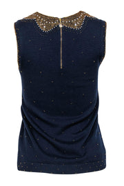 Current Boutique-Lilly Pulitzer - Navy Knit Tank w/ Golden Beading Sz S