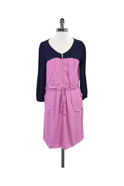Current Boutique-Lilly Pulitzer - Navy & Pink Colorblock Front Zip Dress Sz 6