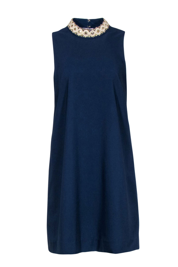 Current Boutique-Lilly Pulitzer - Navy Swing Dress w/ Embellished Neckline Sz 8