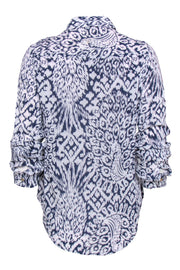 Current Boutique-Lilly Pulitzer - Navy & White Abstract Printed Button-Up Blouse Sz XS