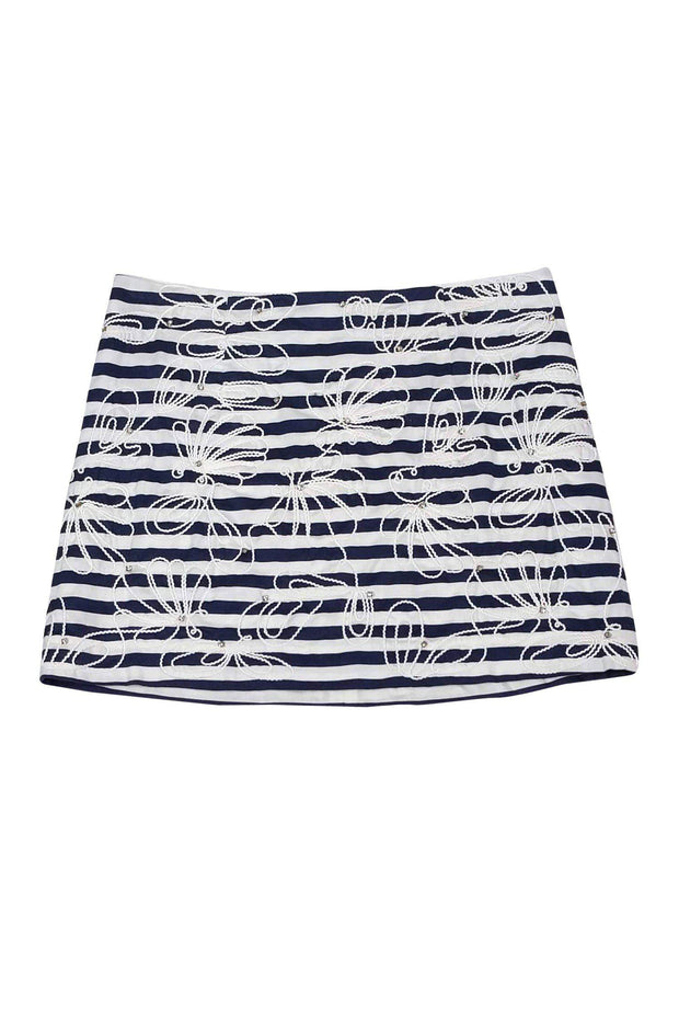 Current Boutique-Lilly Pulitzer - Navy & White Striped Miniskirt Sz 4