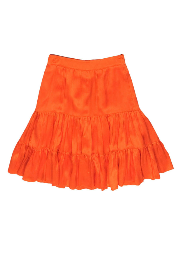 Current Boutique-Lilly Pulitzer - Neon Orange Silk Satin A-Line Tired Skirt Sz 0