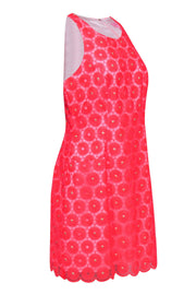 Current Boutique-Lilly Pulitzer - Neon Pink Floral Embroidered Sleeveless Dress w/ Pearls Sz 10