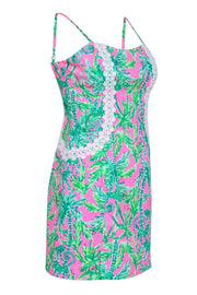 Current Boutique-Lilly Pulitzer - Neon Pink & Lime Green Palm & Monkey Print "Shelli" Dress Sz 2