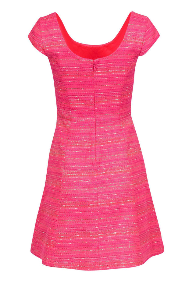 Current Boutique-Lilly Pulitzer - Neon Pink Metallic Tweed A-Line Dress Sz 4