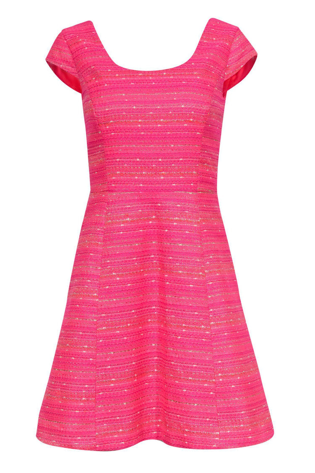 Current Boutique-Lilly Pulitzer - Neon Pink Metallic Tweed A-Line Dress Sz 4