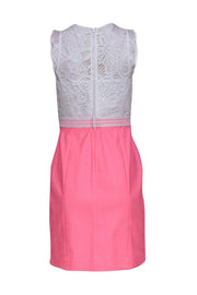Current Boutique-Lilly Pulitzer - Neon Pink Sheath Dress w/ White Lace Bodice Sz 4