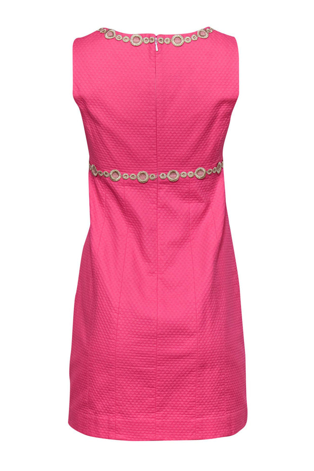 Current Boutique-Lilly Pulitzer - Neon Pink Textured Dress w/ Gold Embroidery Sz 2