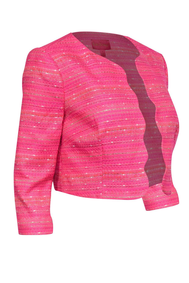 Current Boutique-Lilly Pulitzer - Neon Pink Tweed Cropped Blazer Sz 4