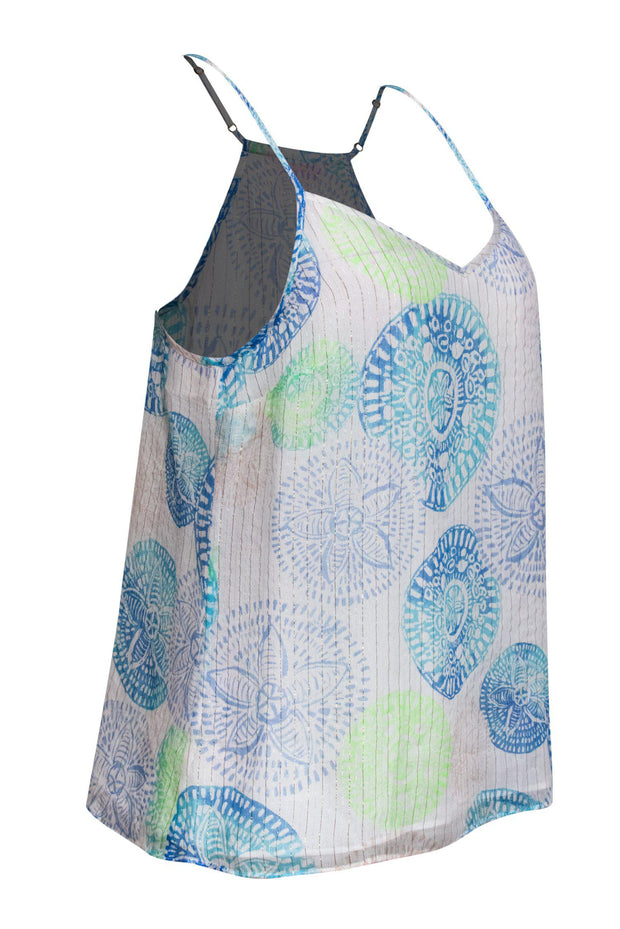 Current Boutique-Lilly Pulitzer - Pastel Printed Tank Blouse w/ Metallic Threads Sz M
