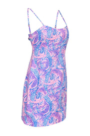 Current Boutique-Lilly Pulitzer - Pink & Blue Alligator & Pineapple Print Sheath Dress Sz 6