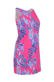 Current Boutique-Lilly Pulitzer - Pink Fitted Sleeveless Shift Dress w/ Blue Coral “Samba” Print Sz 0