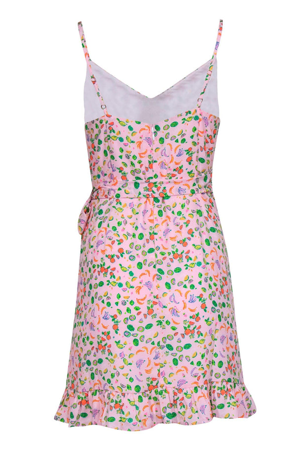 Current Boutique-Lilly Pulitzer - Pink & Fruit Print Mini Faux Wrap Dress w/ Ruffle Detail Sz 4