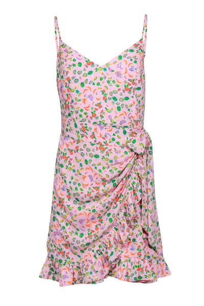 Current Boutique-Lilly Pulitzer - Pink & Fruit Print Mini Faux Wrap Dress w/ Ruffle Detail Sz 4