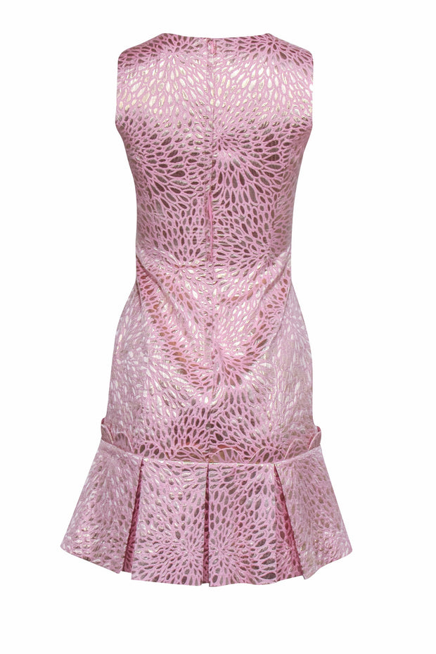 Current Boutique-Lilly Pulitzer - Pink & Gold Sheath Dress w/ Pleated Hem Sz 0