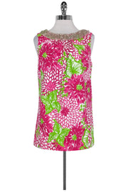 Current Boutique-Lilly Pulitzer - Pink & Green Floral Top Sz 8