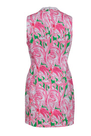 Current Boutique-Lilly Pulitzer - Pink, Green & White Flamingo Print "Alexa" Shift Dress Sz 10
