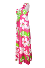 Current Boutique-Lilly Pulitzer - Pink, Green & White Floral Print One-Shoulder Maxi Dress Sz 6