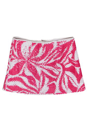 Current Boutique-Lilly Pulitzer - Pink & White Floral Print Sequin Miniskirt Sz 00