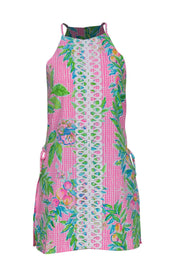 Current Boutique-Lilly Pulitzer - Pink, White & Green Gingham & Floral Print Romper w/ Embroidery Sz 4