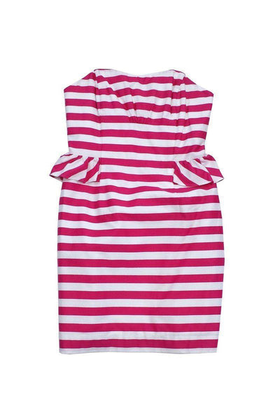Current Boutique-Lilly Pulitzer - Pink & White Striped Peplum Dress Sz 8