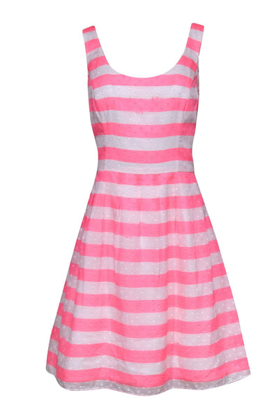 Current Boutique-Lilly Pulitzer - Pink & White Striped Textured Fit & Flare Dress Sz 10