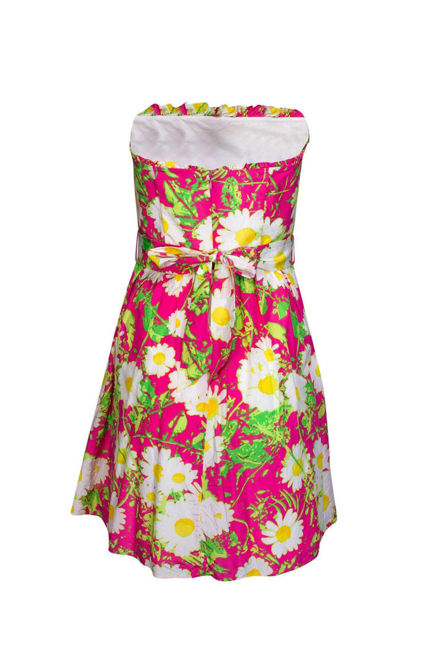 Current Boutique-Lilly Pulitzer - Pink & White Sunflower Strapless Dress Sz 4